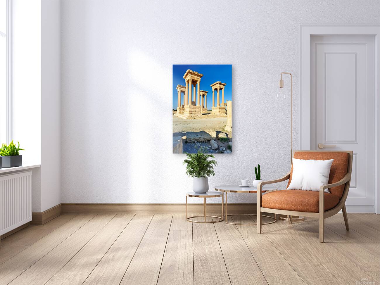 Tetrapylon in Palmyra showing ancient architecture and ruins Reproduction