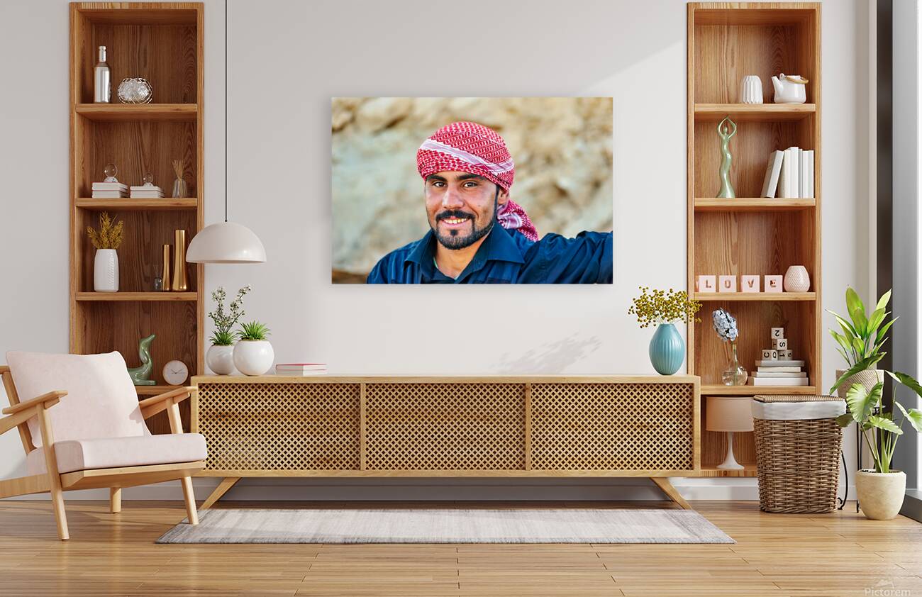 Young man in Syria smiles during a sunny day outdoors Reproduction