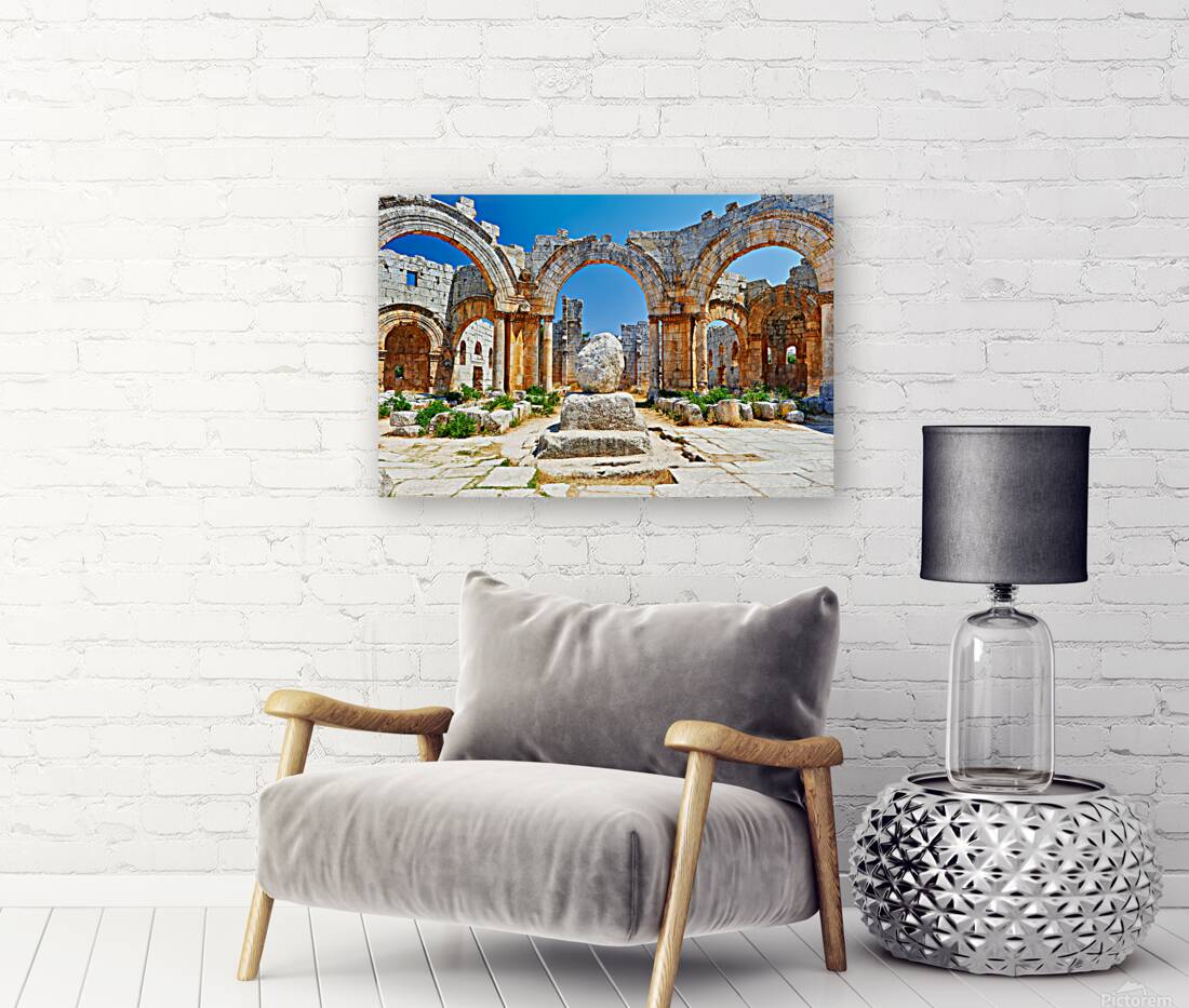 Ruins of Saint Simeon Stylites Church in Syria under a clear sky Reproduction