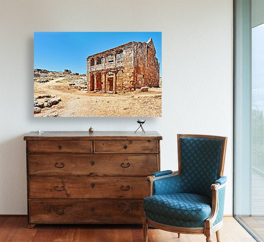 Exploring historic ruins in Serjilla Syria on a clear day Reproduction