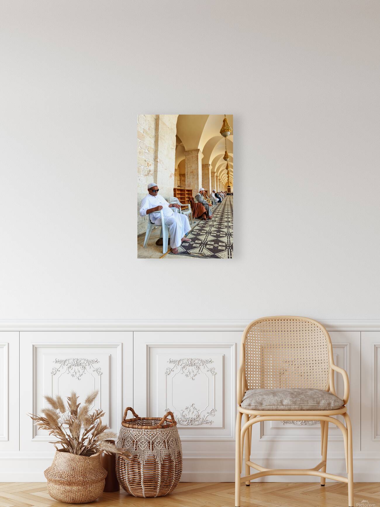 Sitting and waiting at a mosque in Aleppo Syria Reproduction