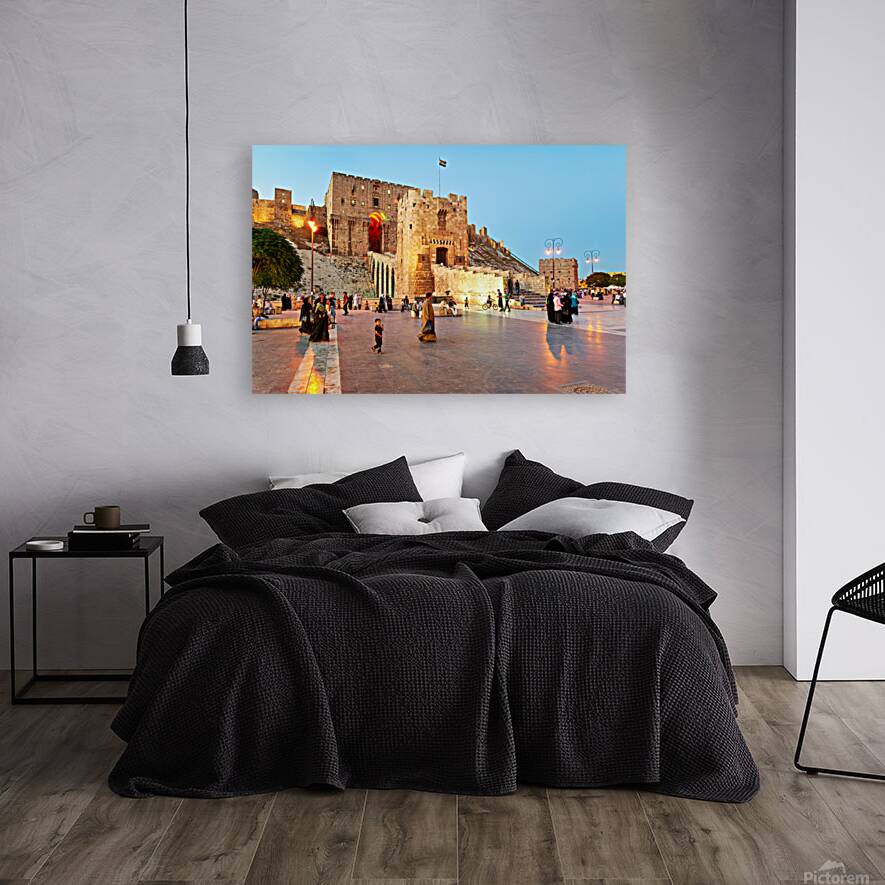 Exploring the ancient citadel in Aleppo Syria during twilight h Reproduction