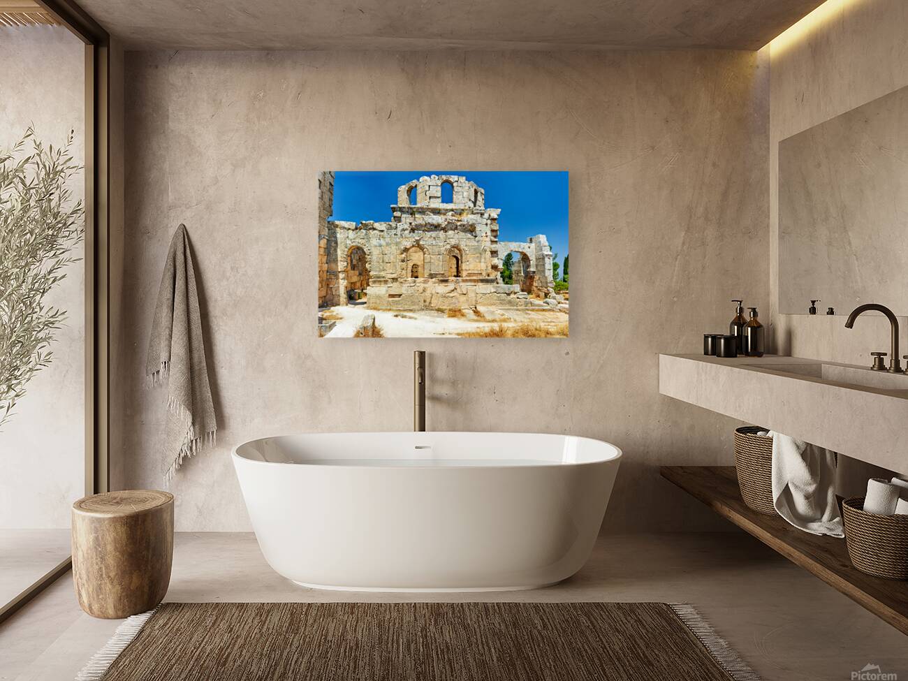 Church of Saint Simeon Stylites in Syria shows ancient stone rui Reproduction