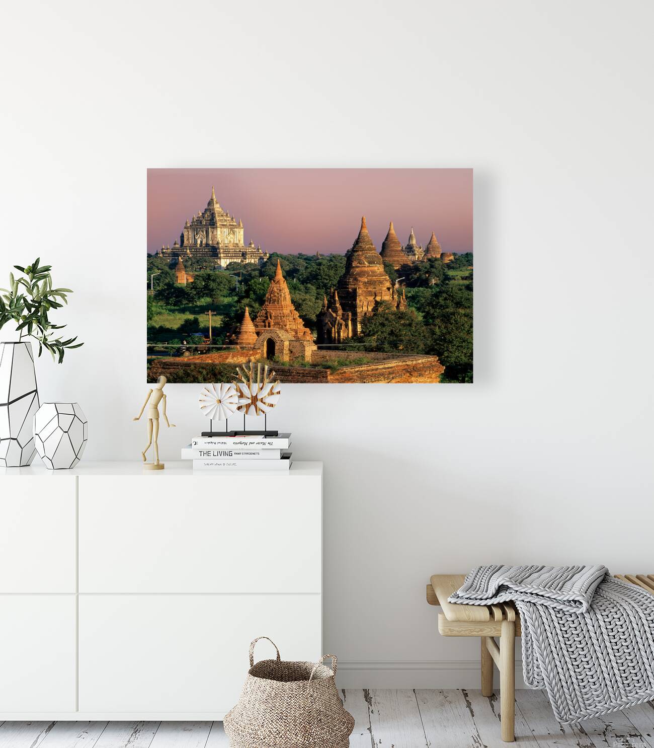 Temples in Bagan during sunset with ancient architecture visible Reproduction