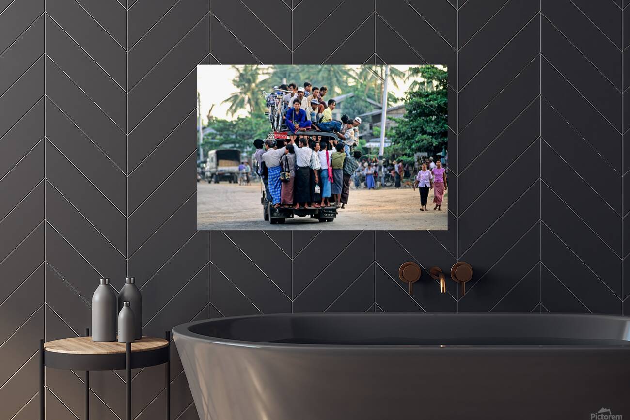 Busy transportation scene in Myanmar during the day Reproduction