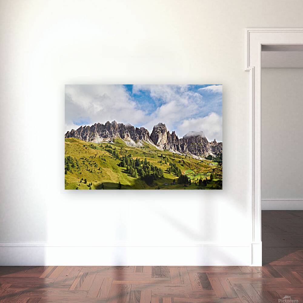 Hiking in puez odle natural park in val gardena italy Reproduction
