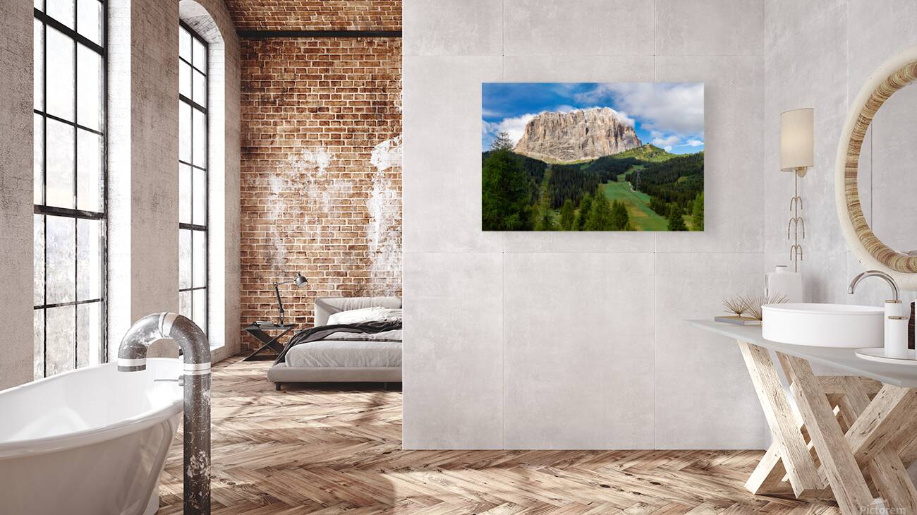 Sassolungo mountain in Val Gardena Italy during daytime Reproduction