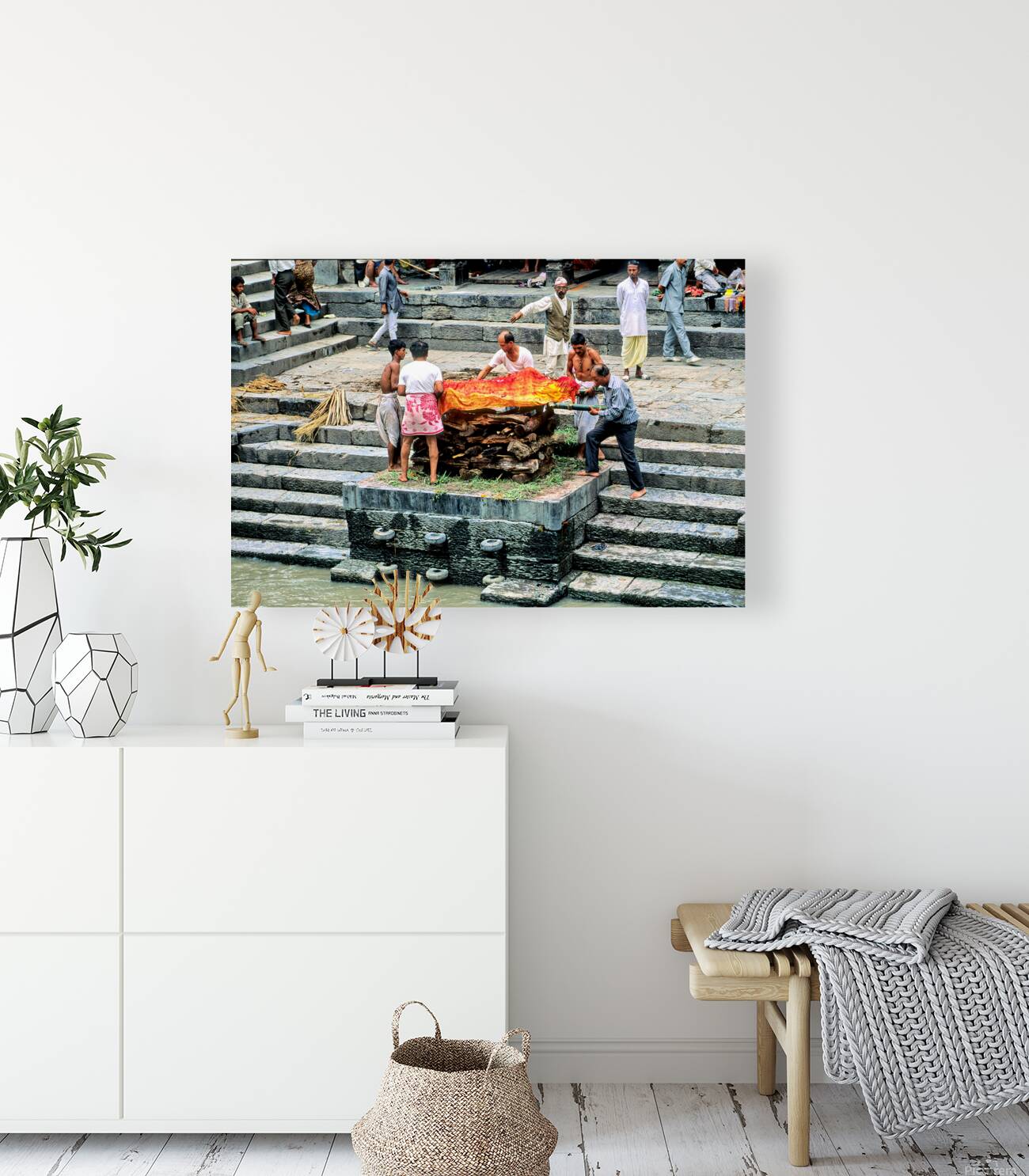 Cremation ceremony at Pashupatinath in Kathmandu Nepal Reproduction