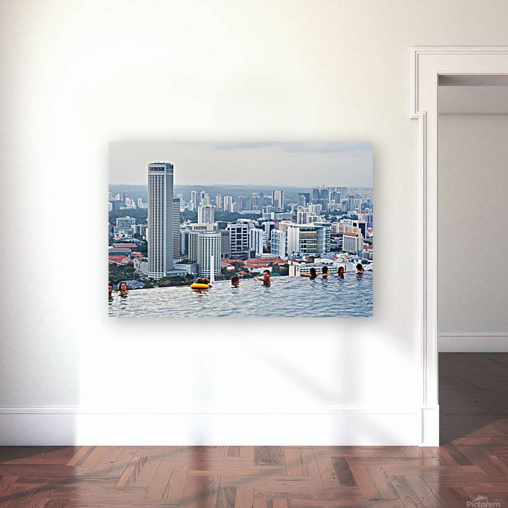 Visitors enjoy the Infinity Pool at Marina Bay Sands Reproduction
