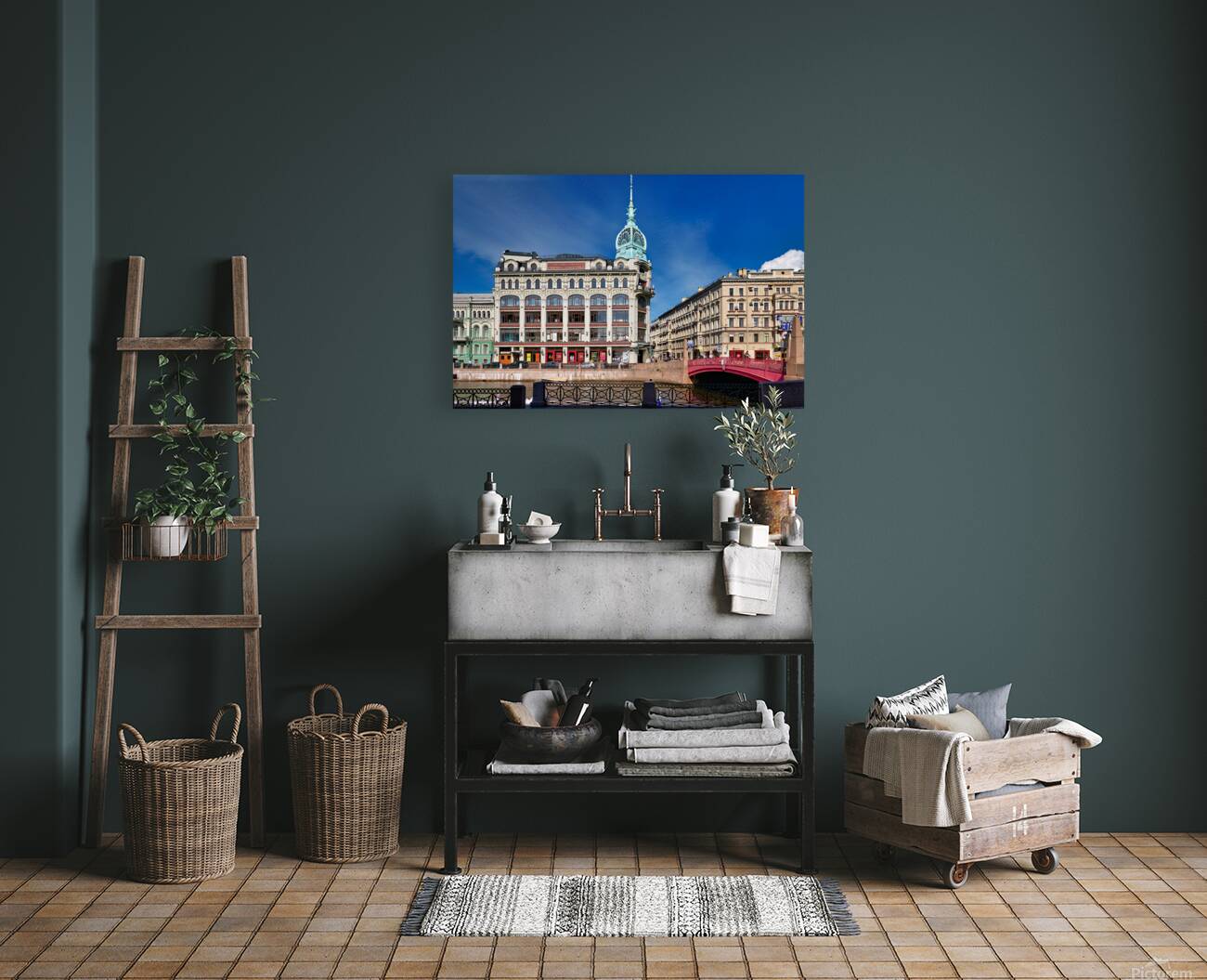 Historical buildings along Moyka River in Saint Petersburg Reproduction