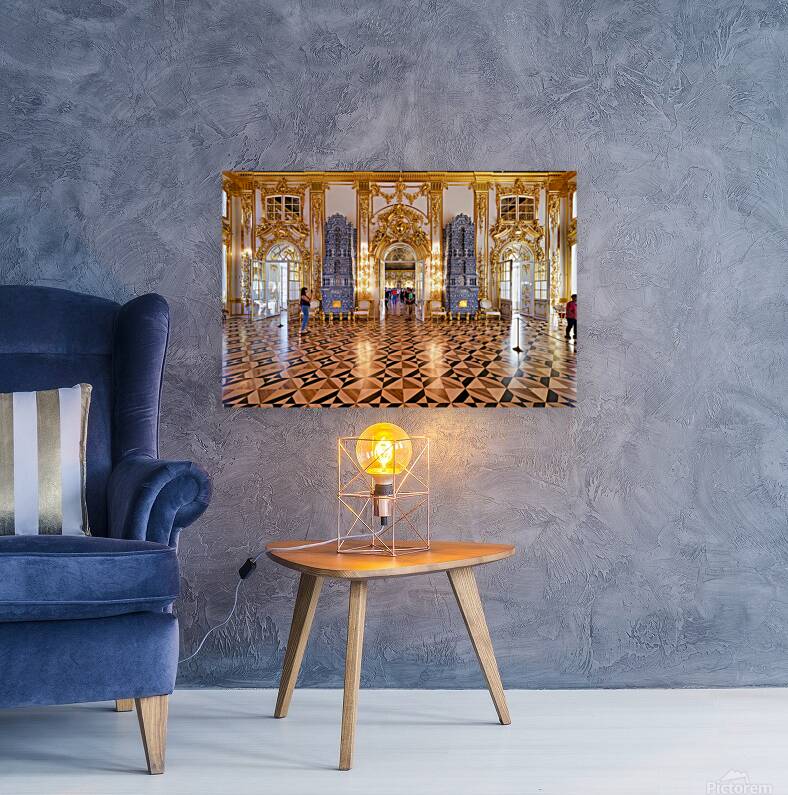 Visitors explore Catherine Palace in Saint Petersburg Russia Reproduction