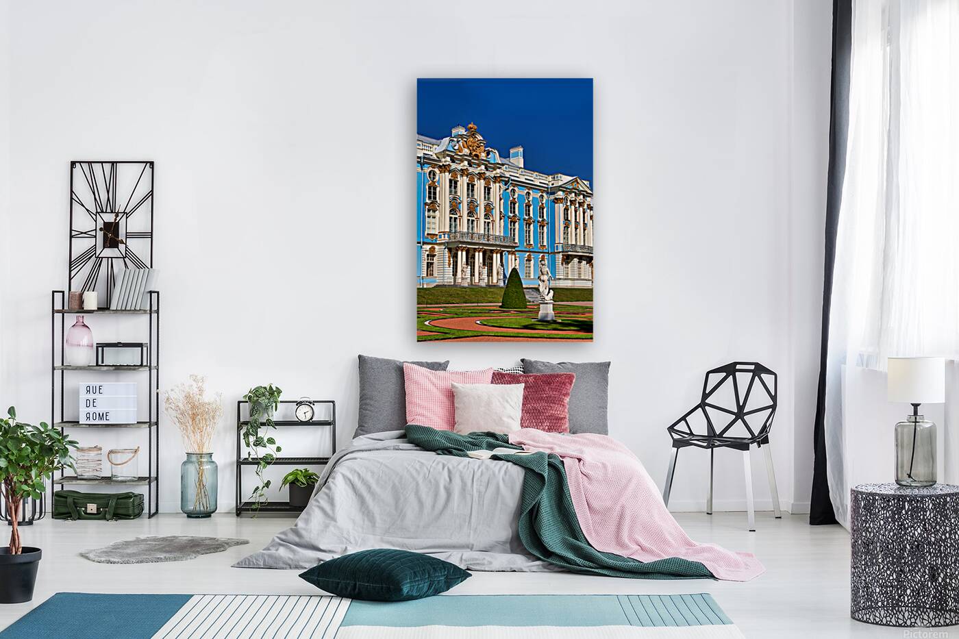 Catherine Palace in Saint Petersburg with blue facade and garden Reproduction