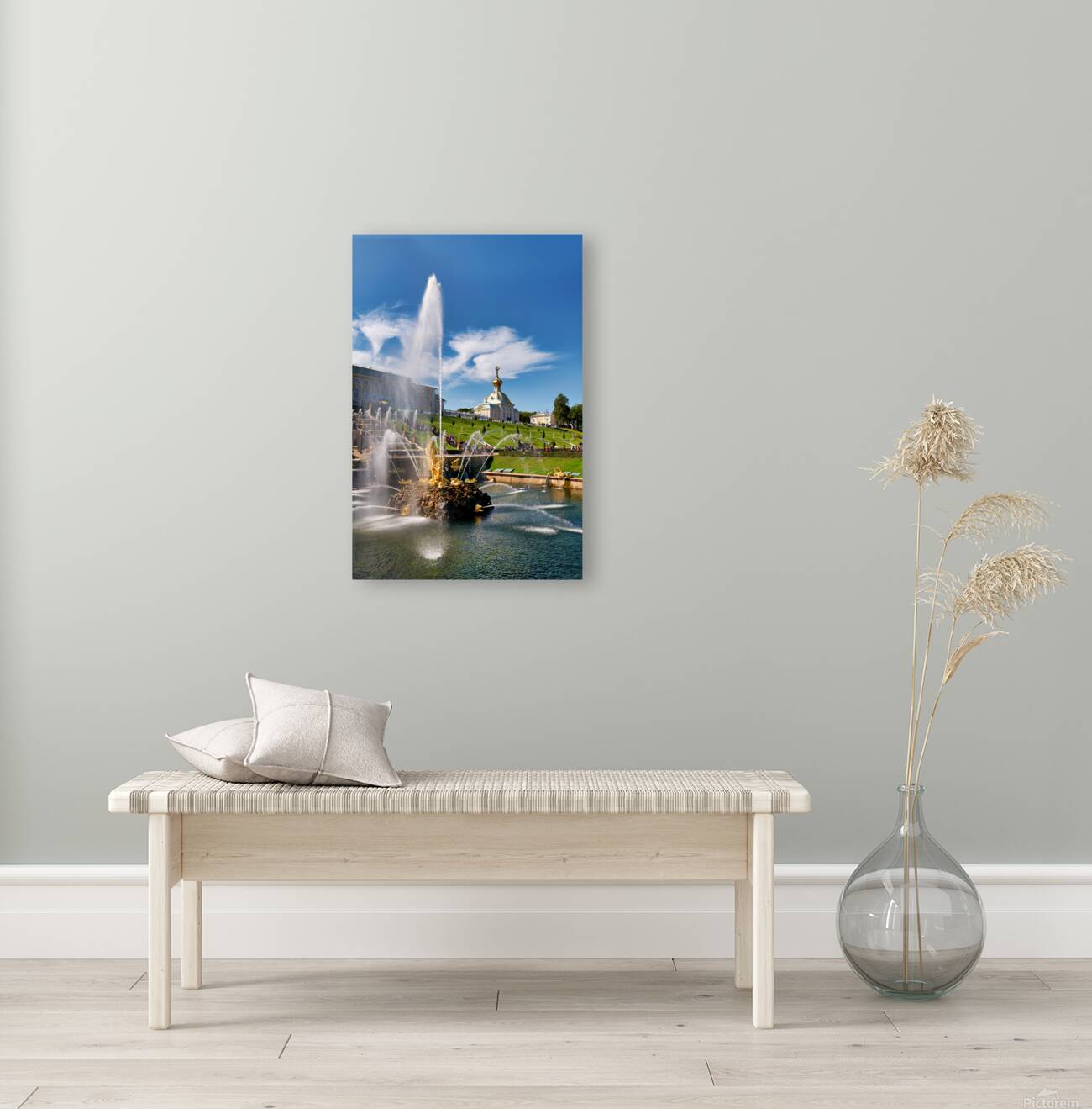 Fountains and gardens at Peterhof Palace in Saint Petersburg Reproduction