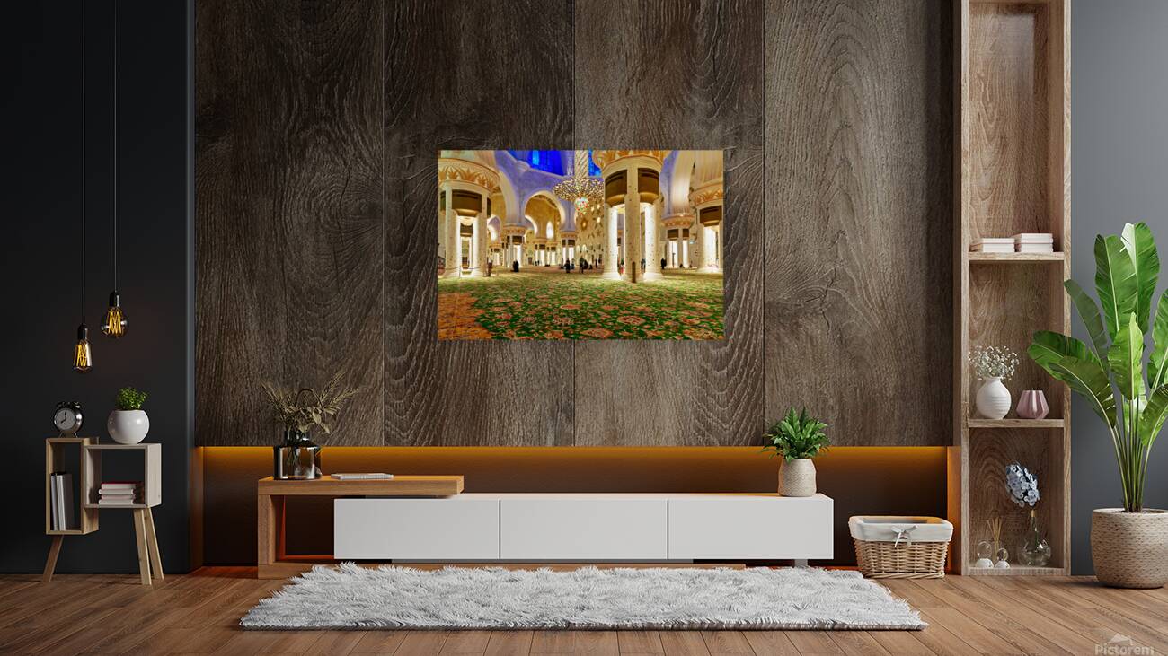 Visitors explore Sheikh Zayed Grand Mosque during evening hours Reproduction