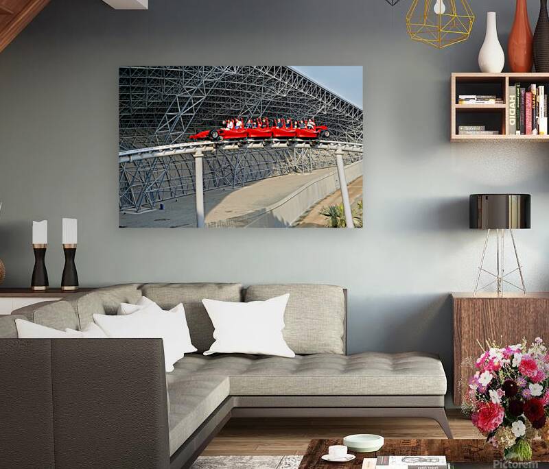 Ferrari World roller coaster ride in Abu Dhabi with guests Reproduction