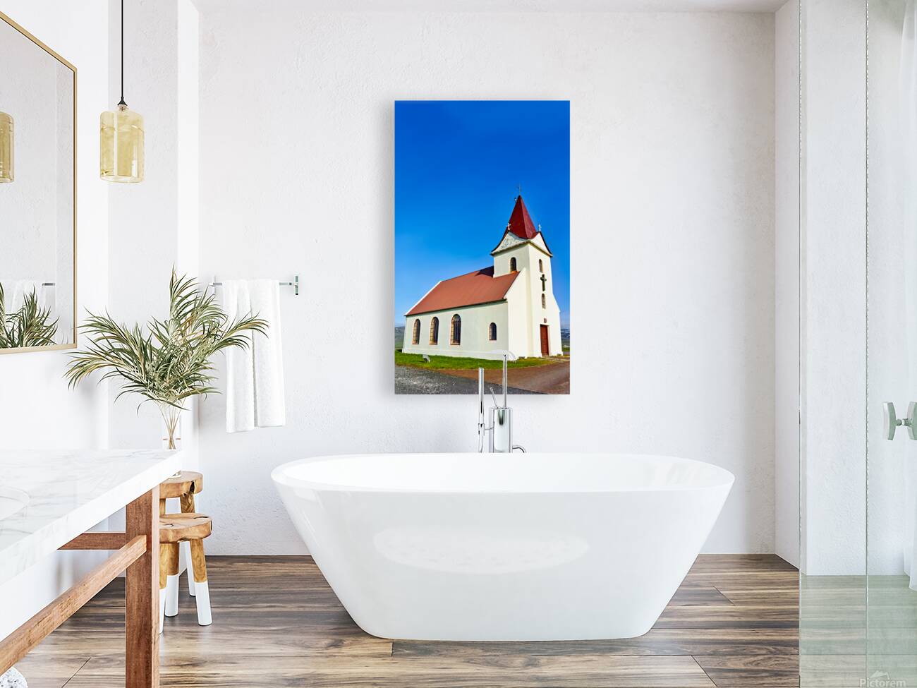 Ingjaldsoll church in Iceland shows simple architecture Reproduction