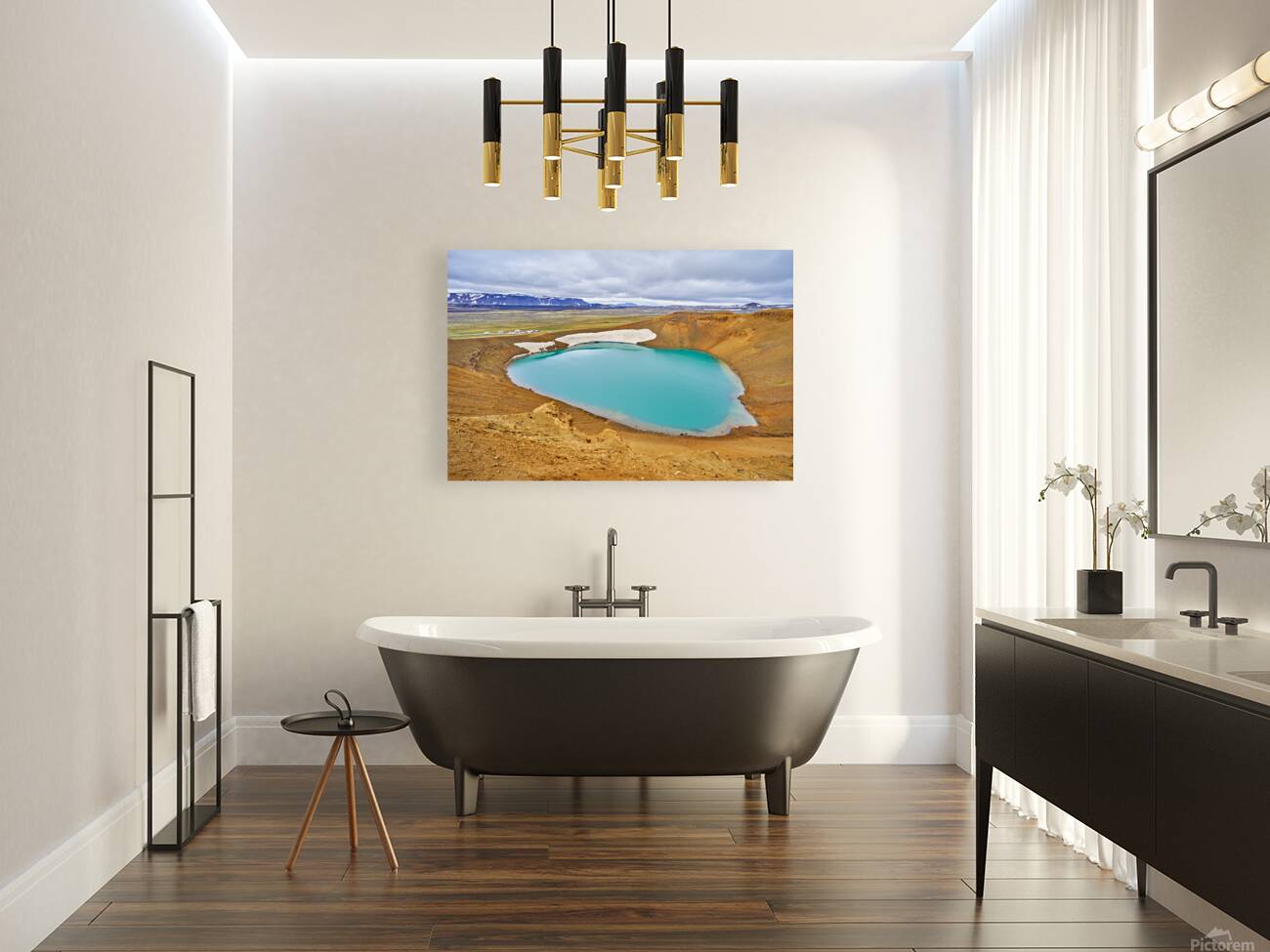 Krafla volcanic area with geothermal lake in Iceland Reproduction