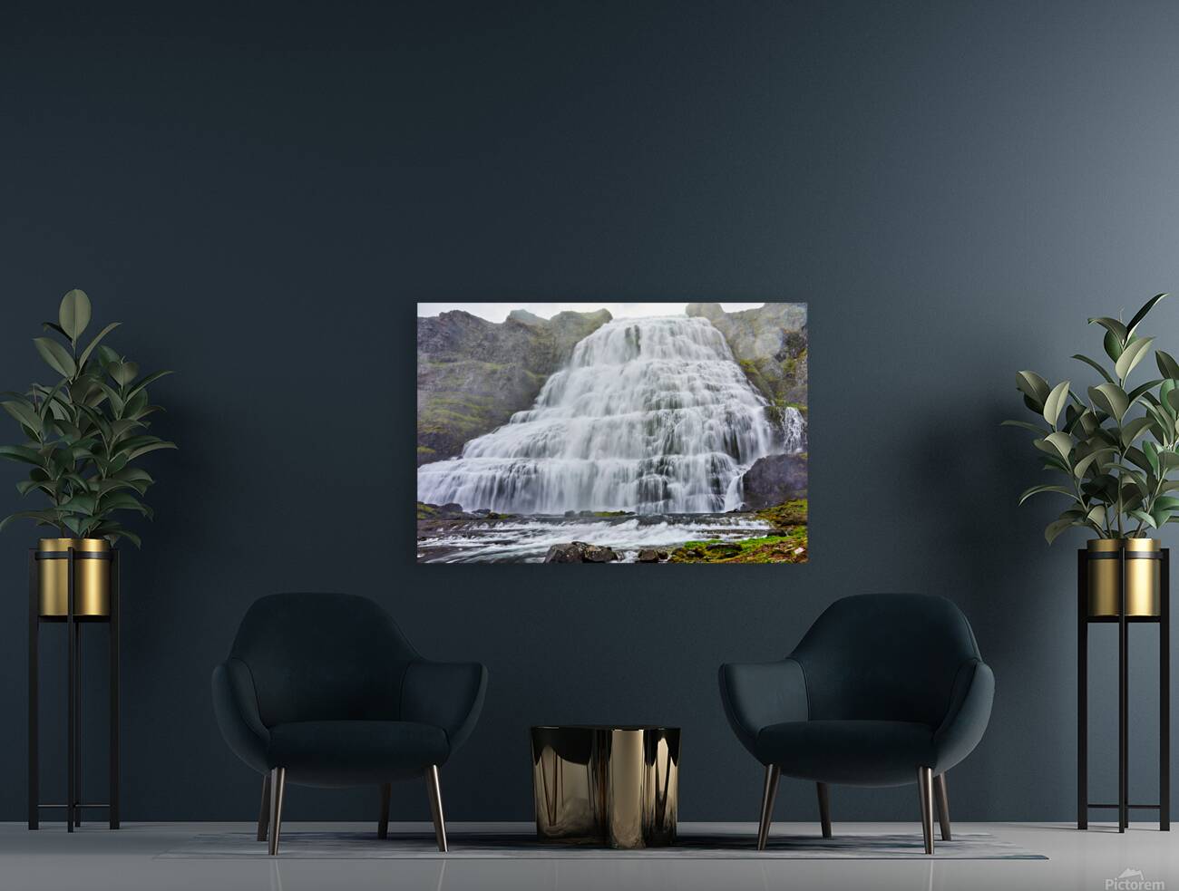 Visiting Dynjandi Waterfall in Iceland during daytime Reproduction