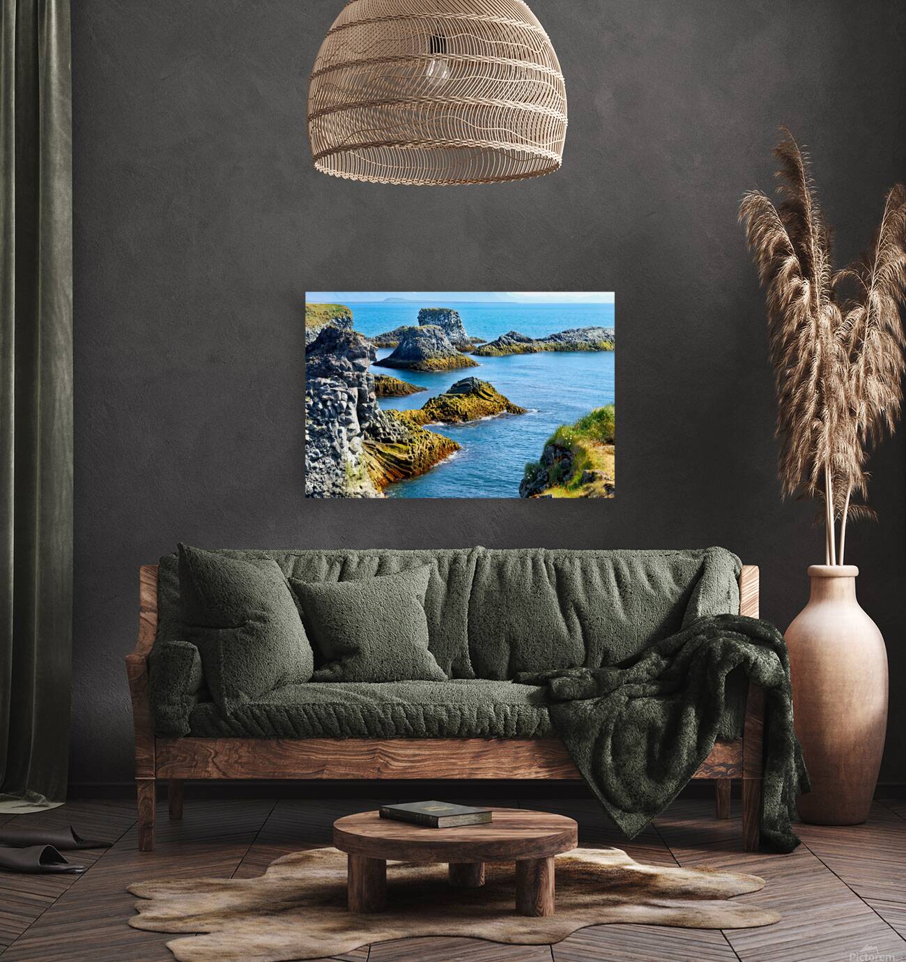 Arnarstapi cliffs show rocky coastline in Iceland Reproduction