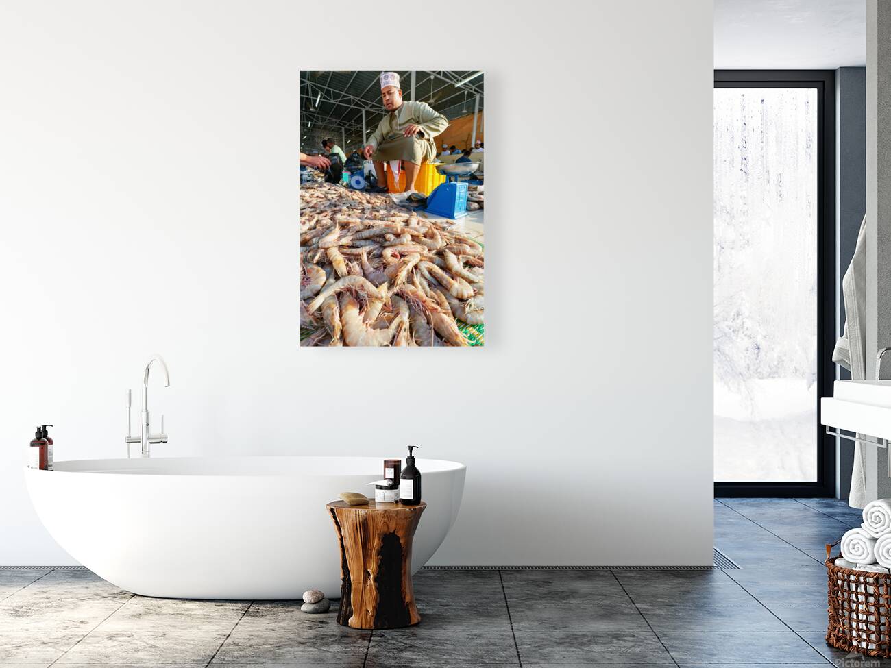 Fish market in Muscat Oman shows vendor and fresh catch Reproduction