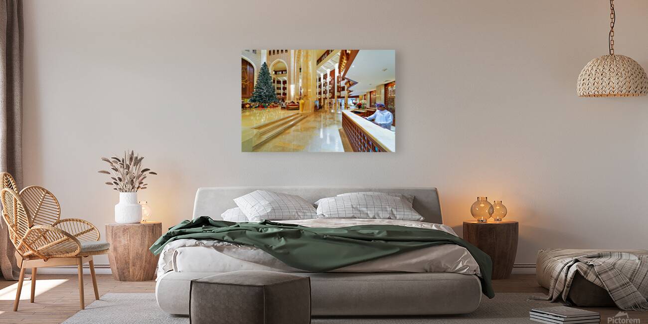 Luxury hotel lobby during holiday season in Oman Reproduction