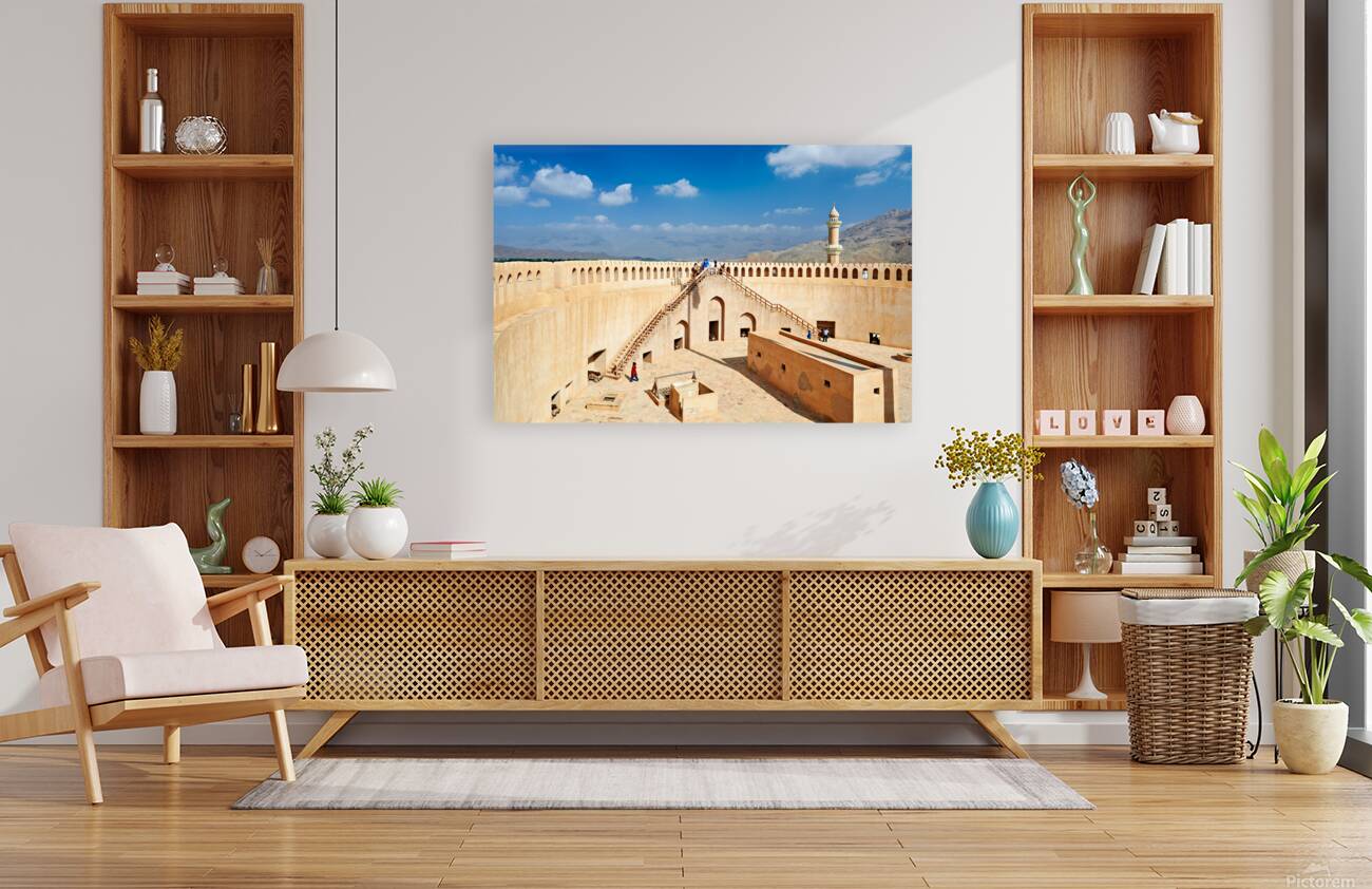 Visit to Nizwa Fort in Oman with visitors and open sky Reproduction