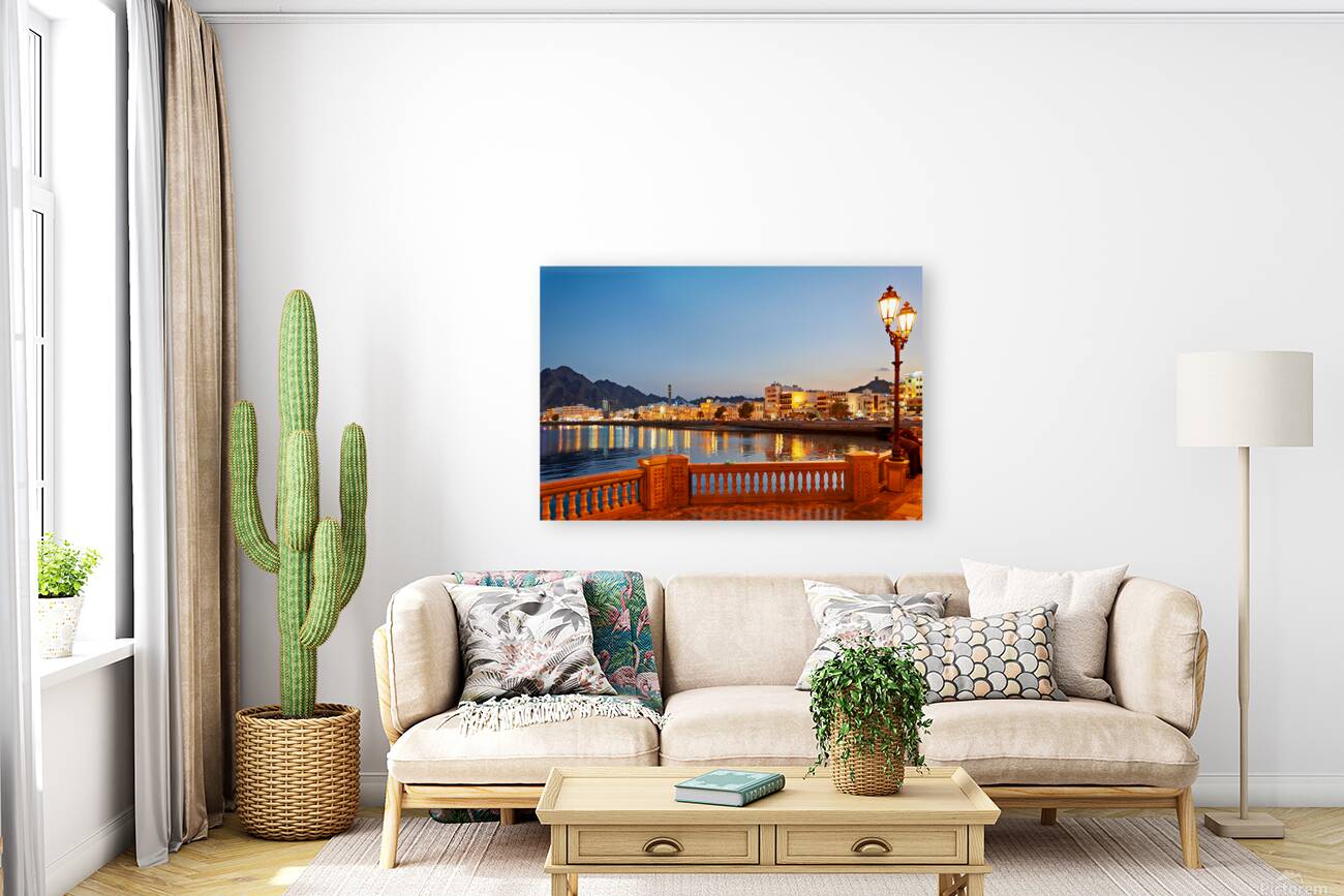 Waterfront scene in Muscat Oman during sunset hours Reproduction
