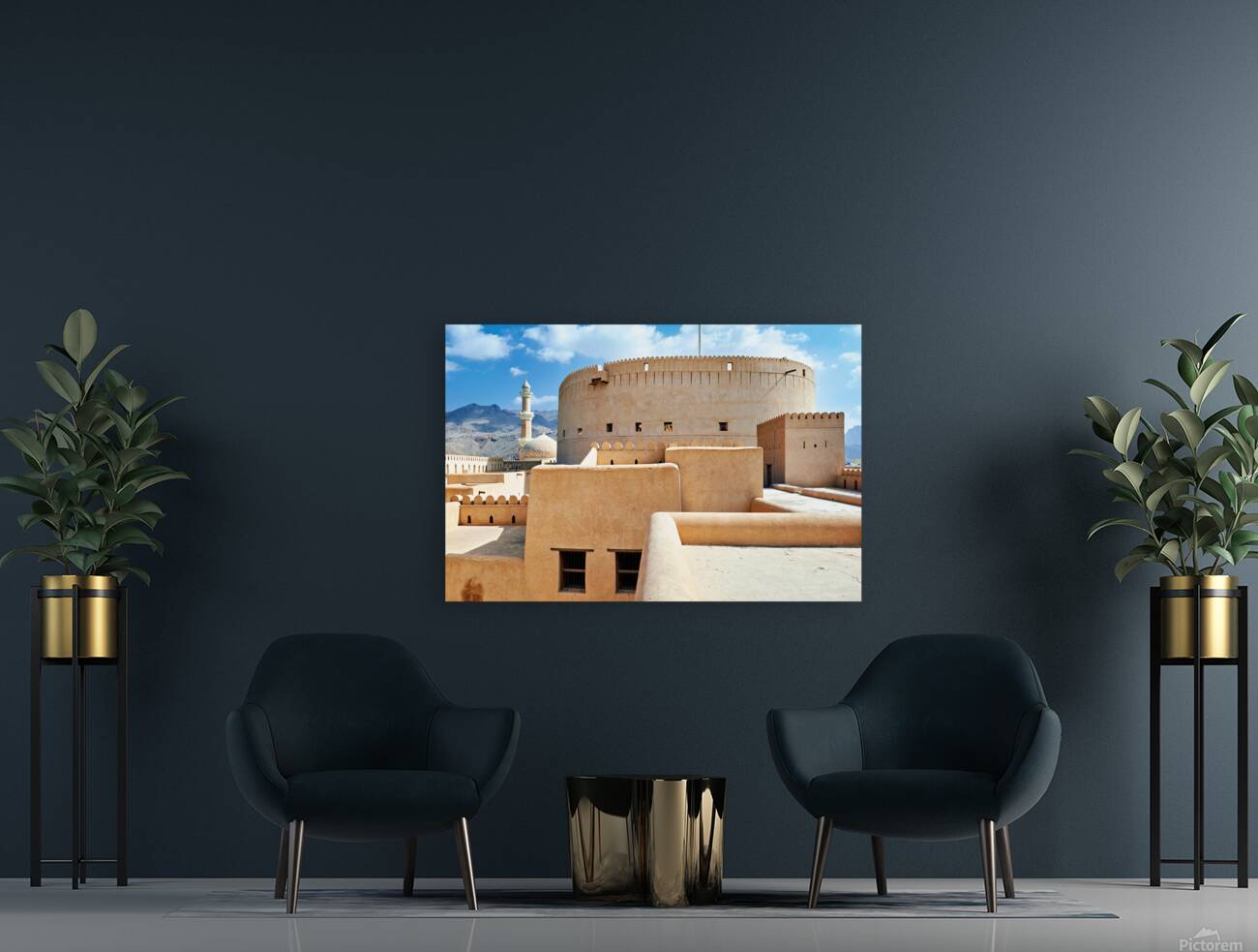 Visitors explore Nizwa Fort a historic site in Oman Reproduction