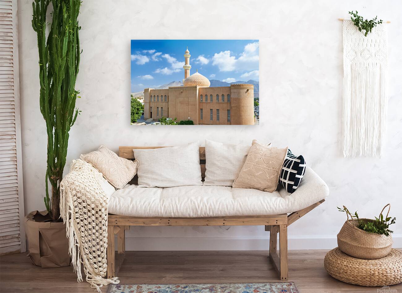 Nizwa Fort view with mountains and clouds in Oman Reproduction