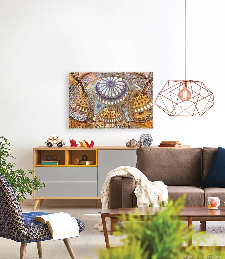 Exploring the interior of the Blue Mosque in Istanbul Turkey Reproduction