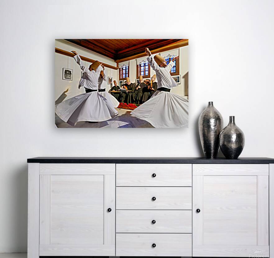 Whirling dervishes perform in Istanbul during sufi ceremony Reproduction