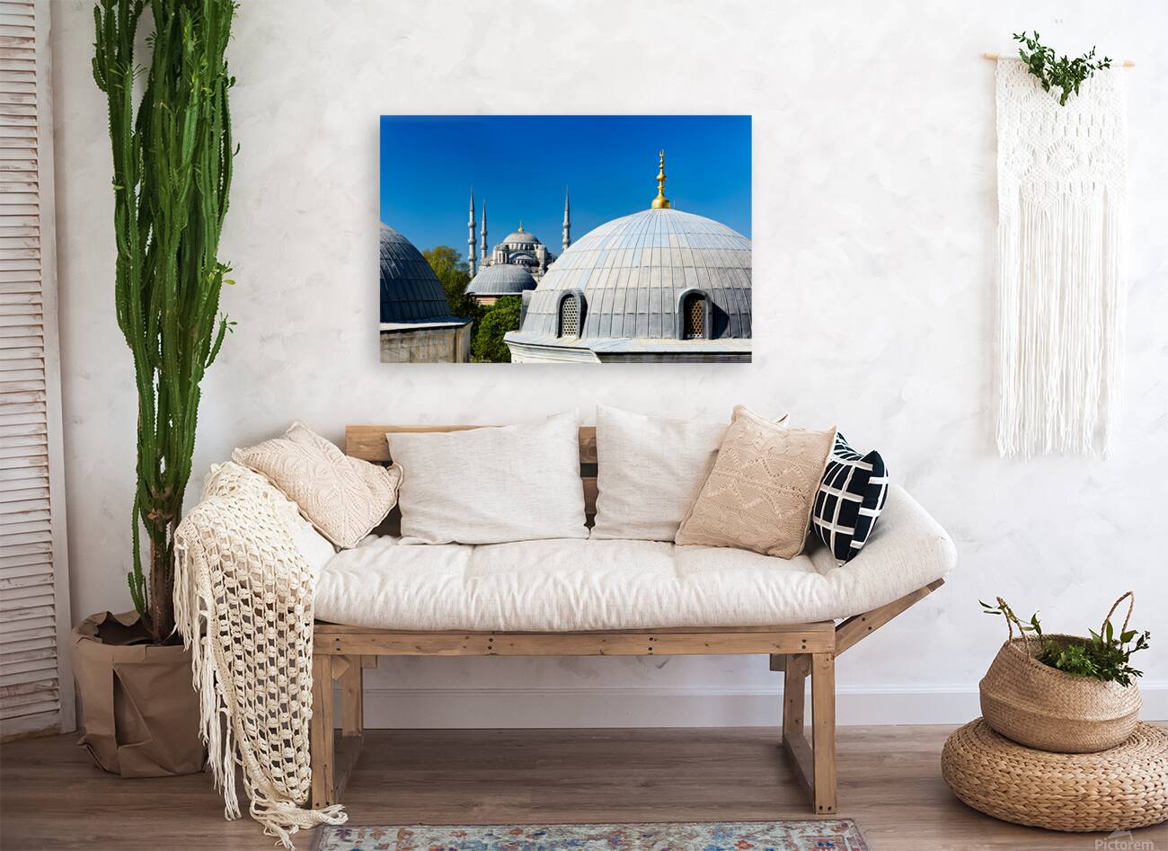 Blue Mosque domes under clear sky in Istanbul Reproduction