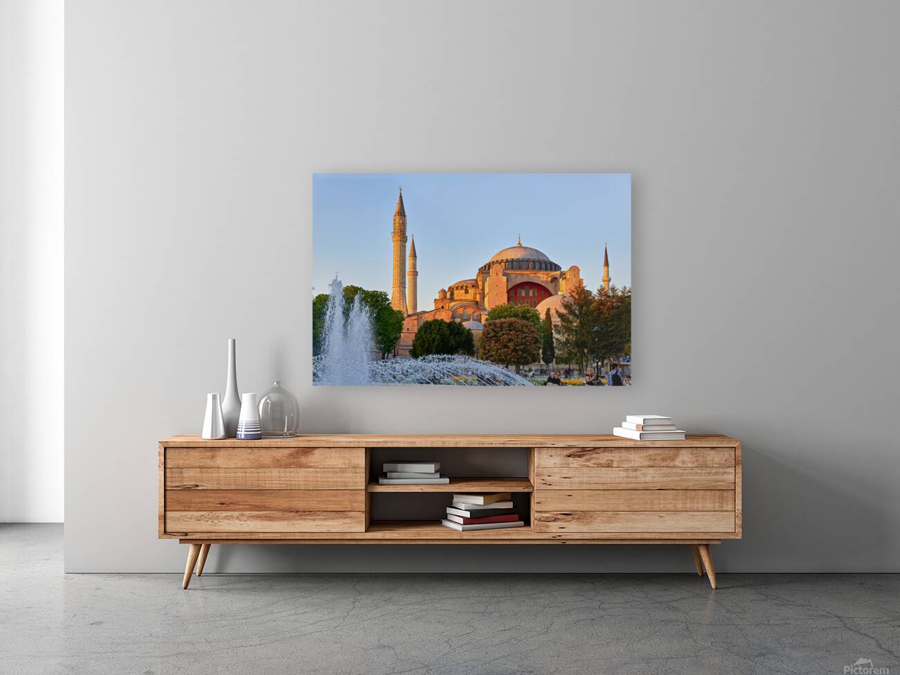 Exploring Hagia Sophia Grand Mosque in Istanbul during sunset Reproduction