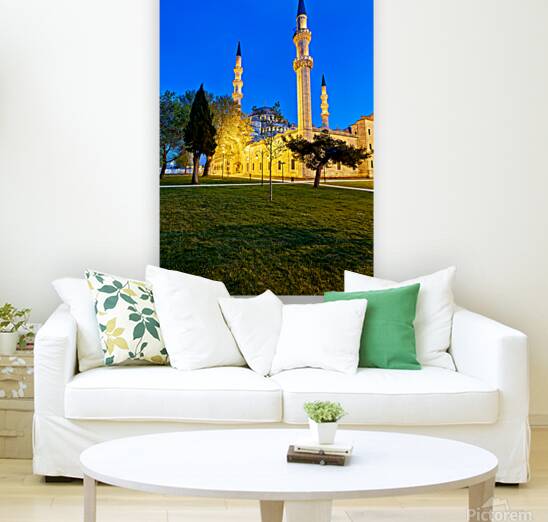 Night view of Suleymaniye Mosque in Istanbul Turkey Reproduction