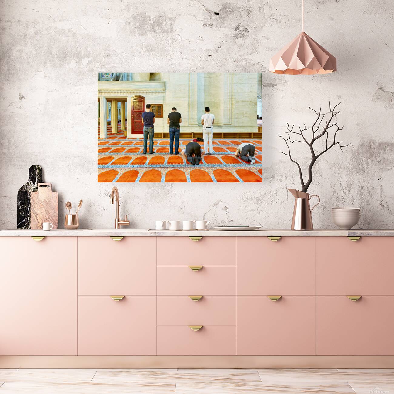 People pray inside Suleymaniye Mosque in Istanbul Turkey Reproduction