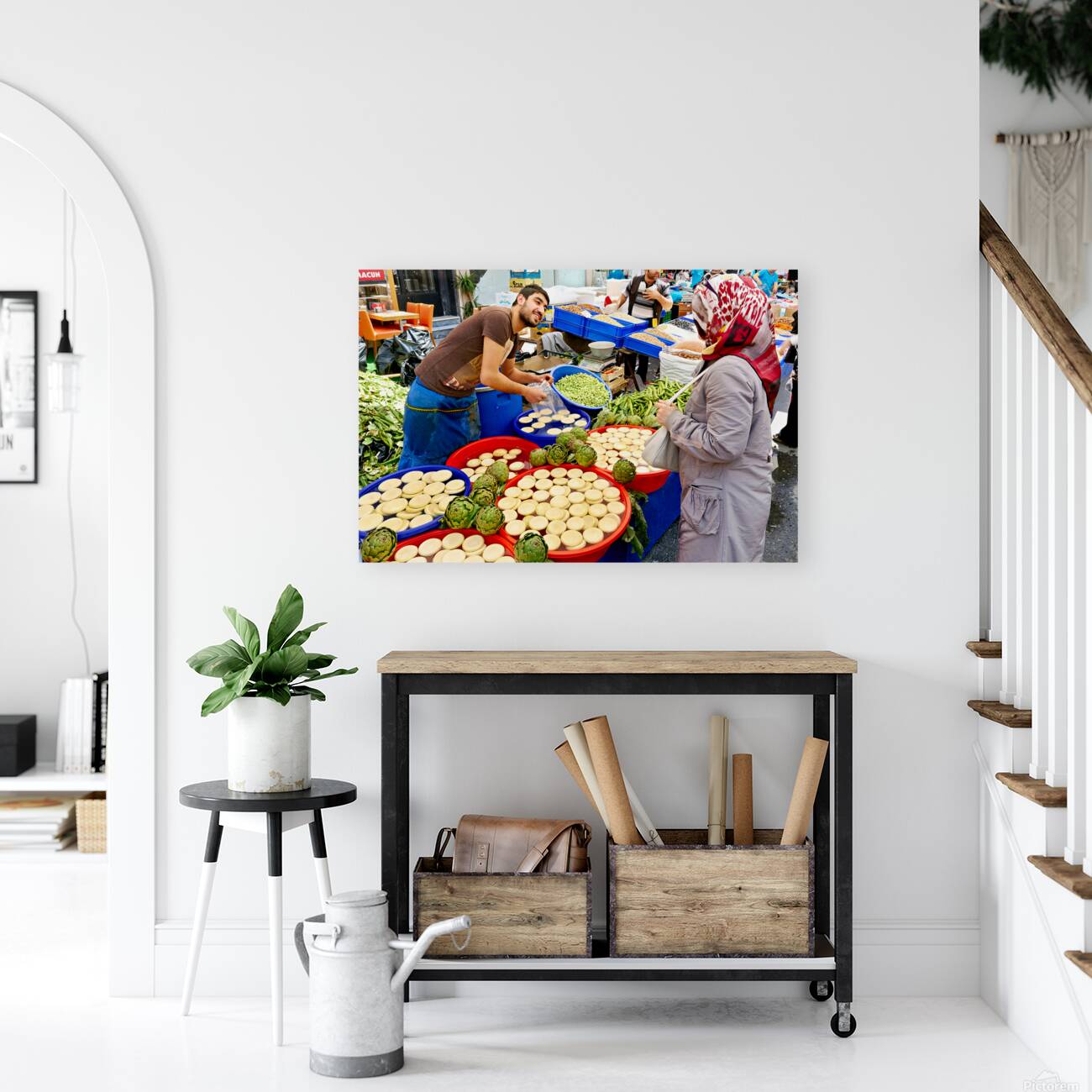 Market activity in Istanbul Turkey with local vendors Reproduction