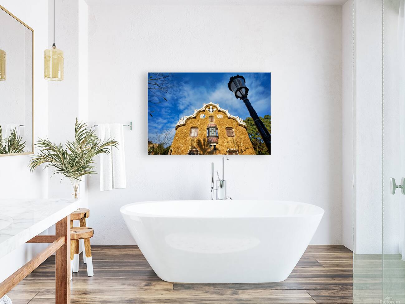 Gable of the fairytale house in park guell barcelona Reproduction