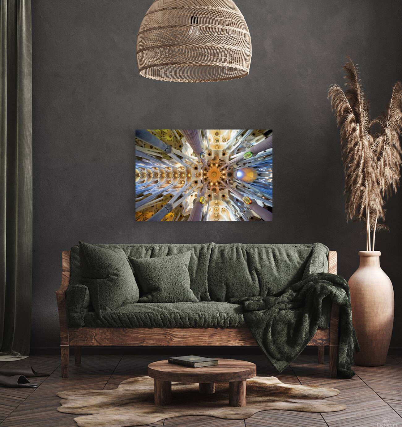 Visitors admire the Sagrada Famílias interior Reproduction