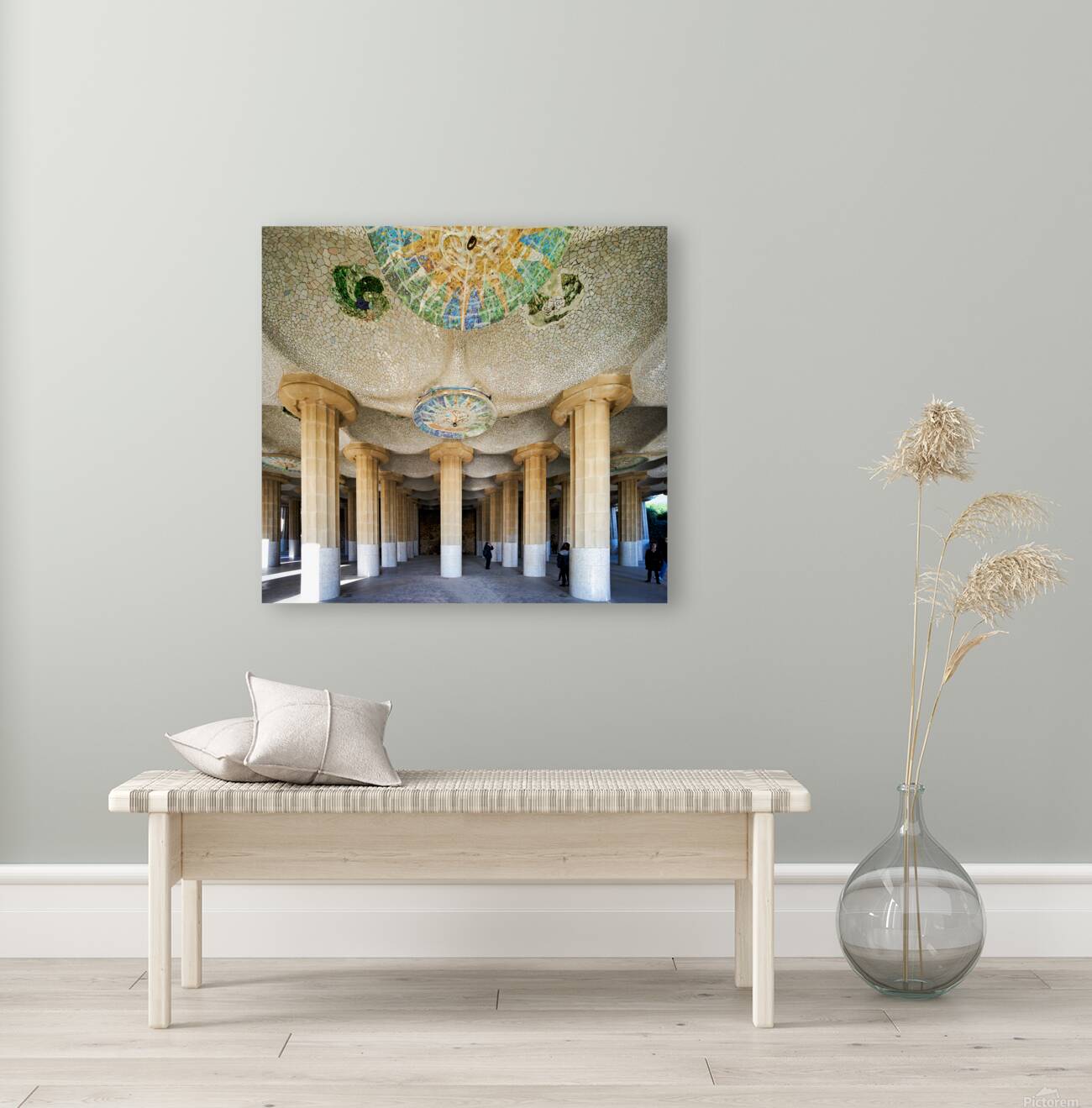 Columns and domes in Hypostyle Room at Park Guell Reproduction