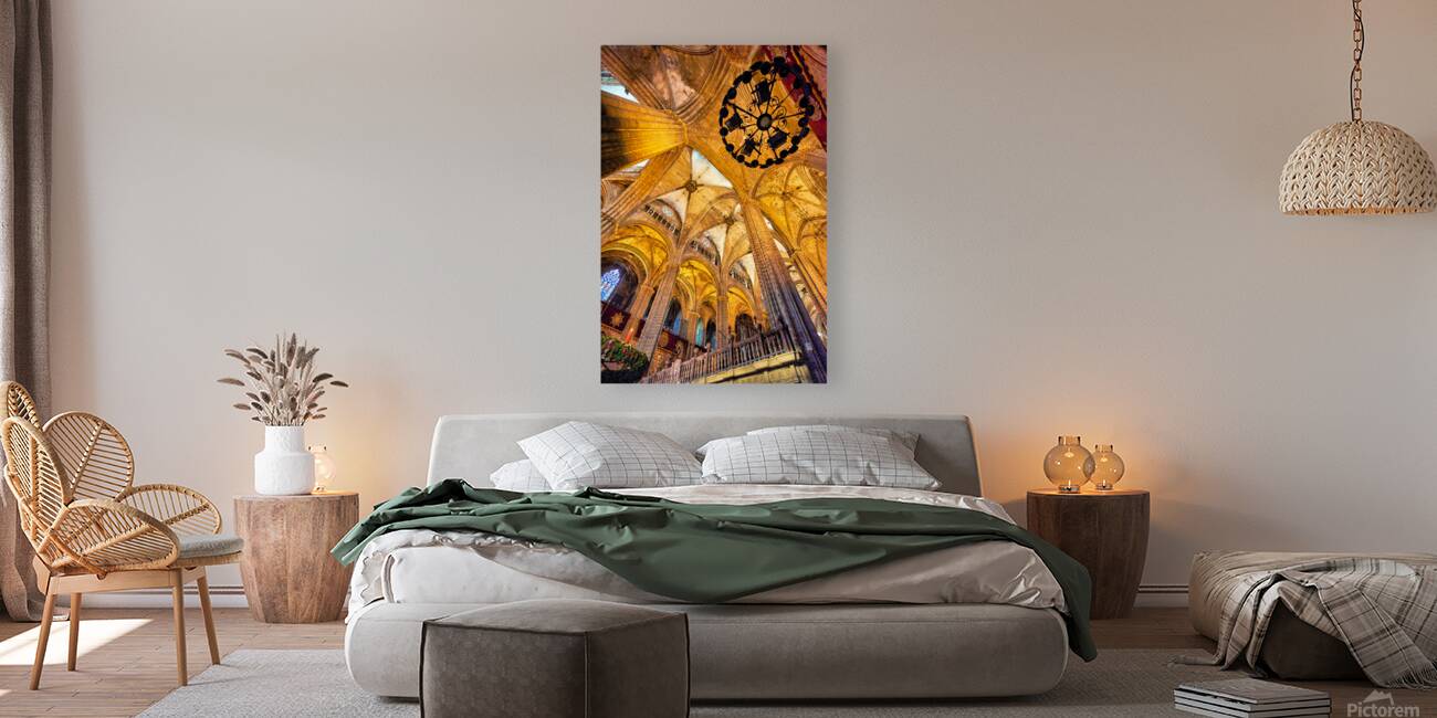 Catholic church architecture inside Barcelona Cathedral Reproduction