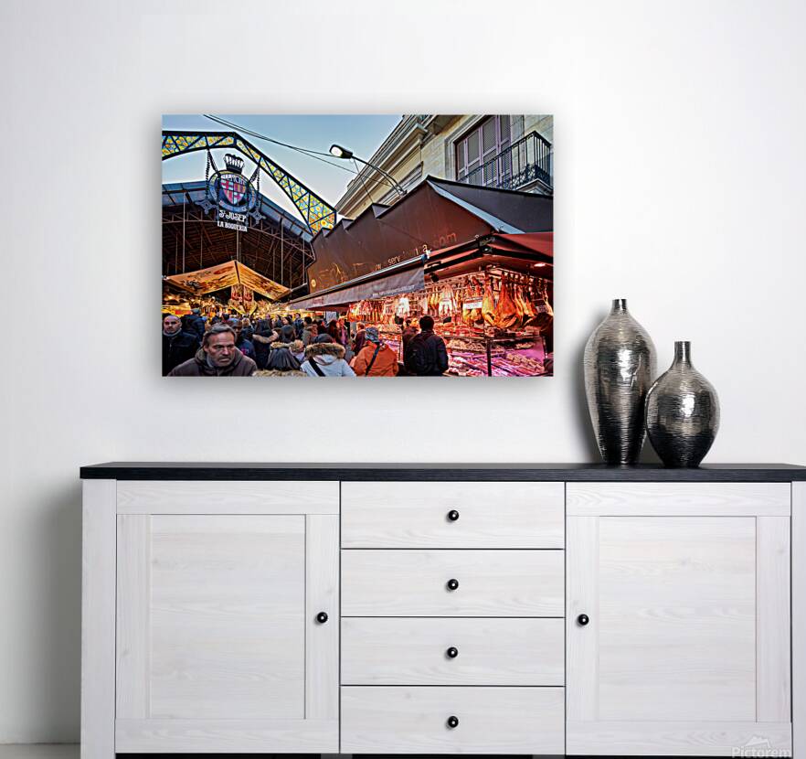 Crowds gather at Barcelonas La Boqueria market Reproduction