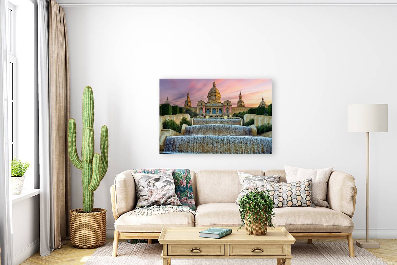 Fountains at Museu Nacional dArt de Catalunya in Barcelona Reproduction
