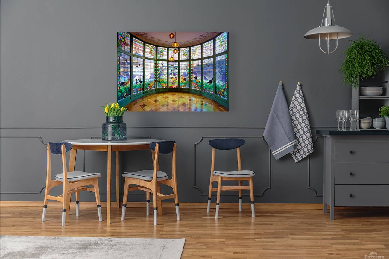 Stained glass windows at Casa Lleo Morera in Barcelona Reproduction