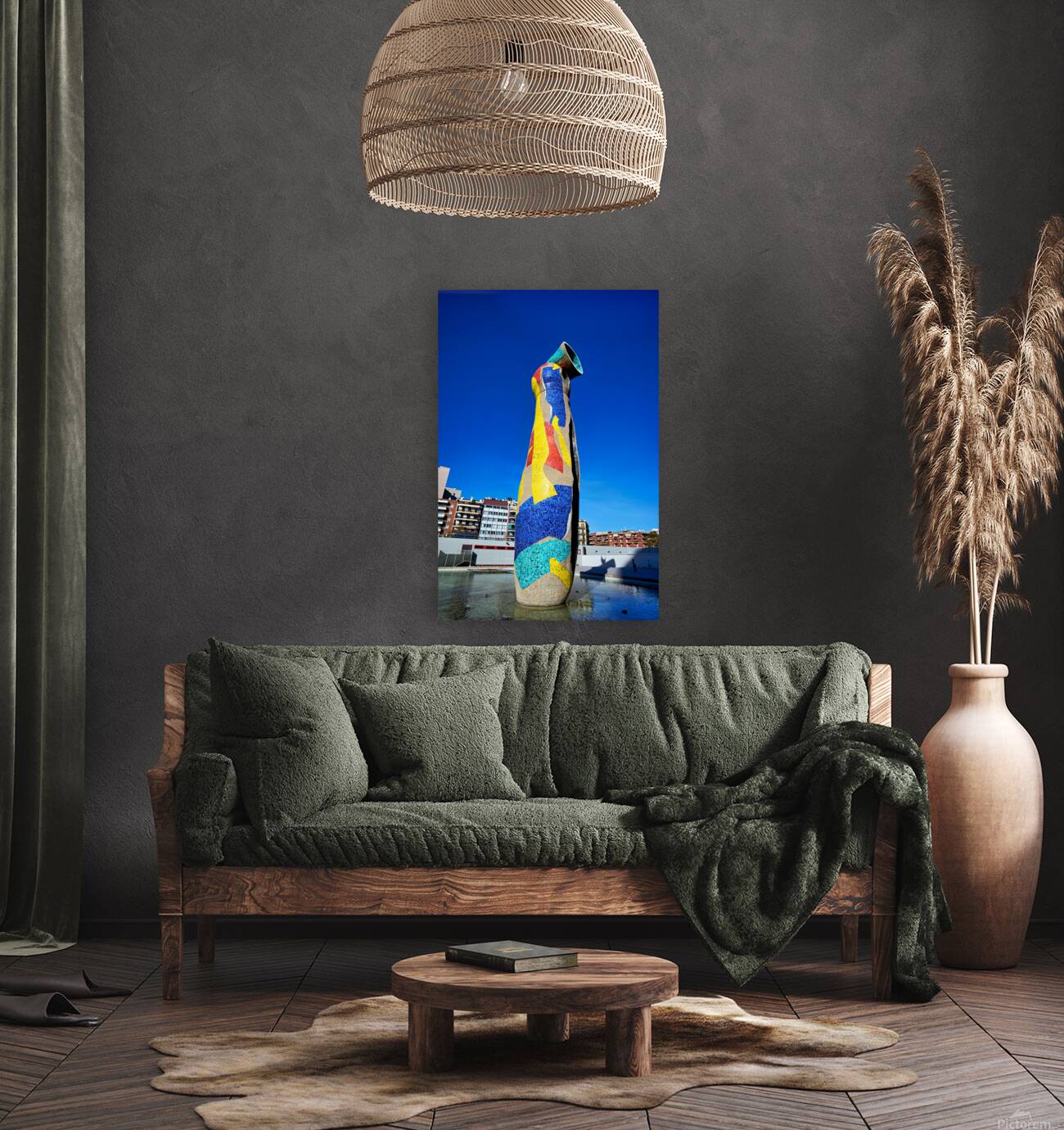 Sculpture of Woman and Bird in Barcelona park by Joan Miro Reproduction