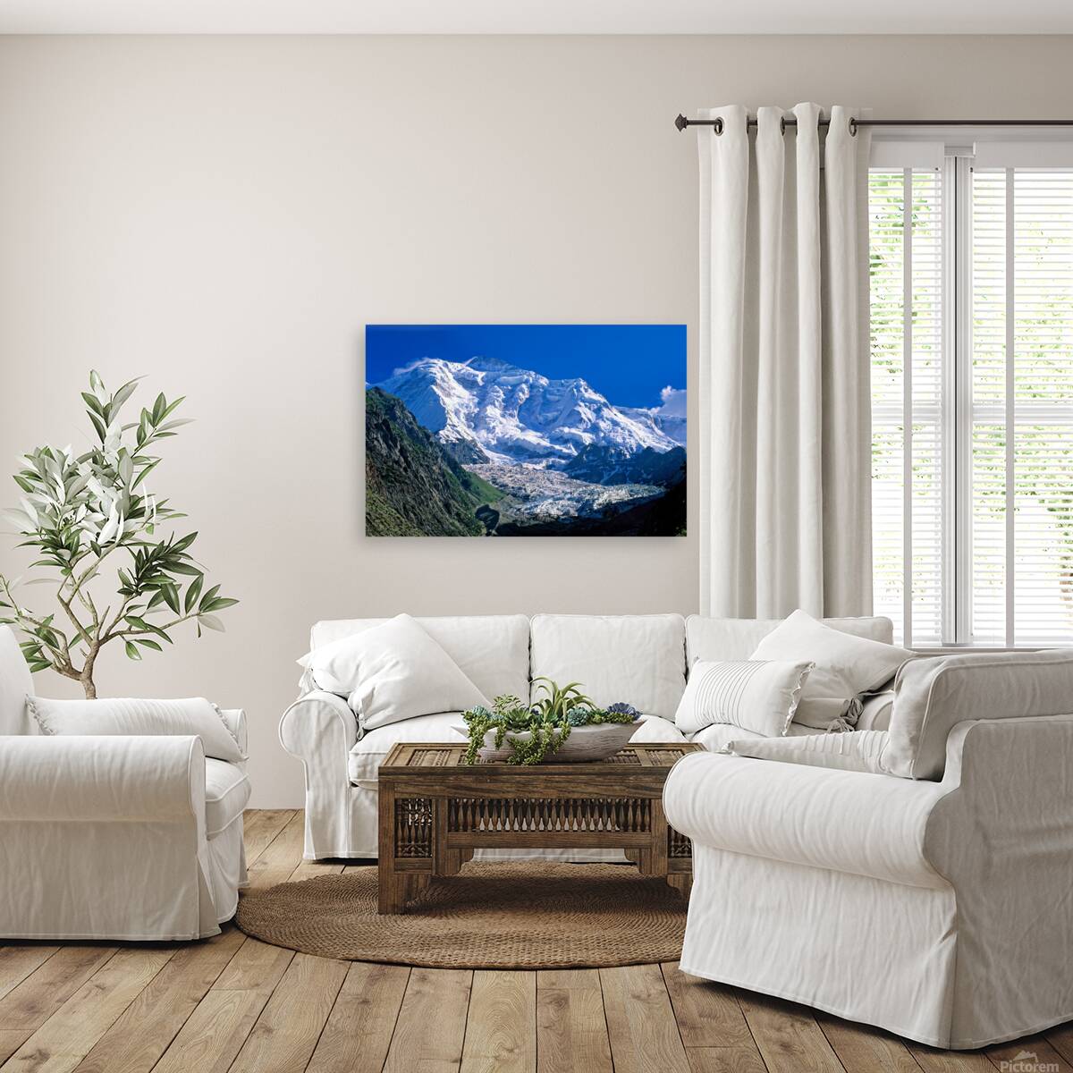 Karakoram range shows snow capped peaks and rocky terrain Reproduction