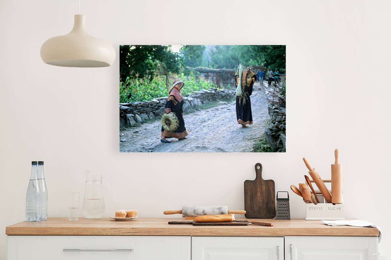Women working in Bumburet Valley Kalash village Reproduction