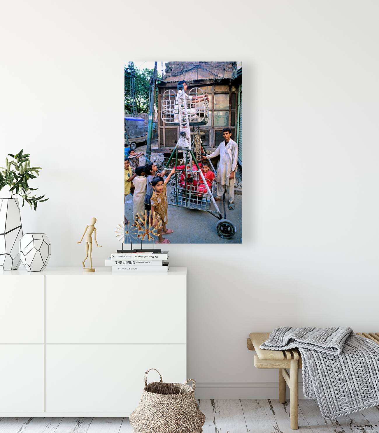 Children enjoy playtime on a swing in Lahore Reproduction