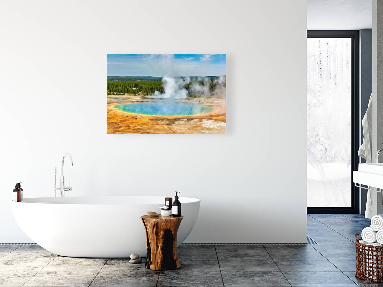 Exploring grand prismatic spring in yellowstone national park Reproduction