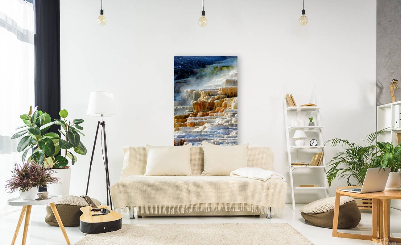 Mound Spring and Jupiter Terrace display geothermal features Reproduction