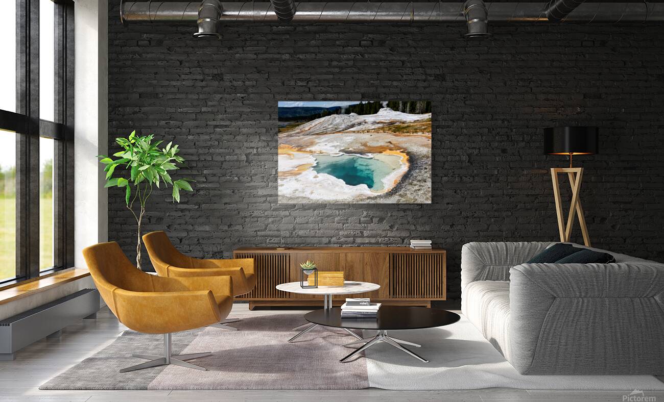 Heart Spring in Yellowstone National Park with blue water Reproduction